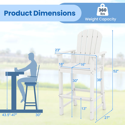 30 Inches Counter Height Outdoor Bar Stool With Armrests, Footrest, White Patio Bar Furniture at Gallery Canada