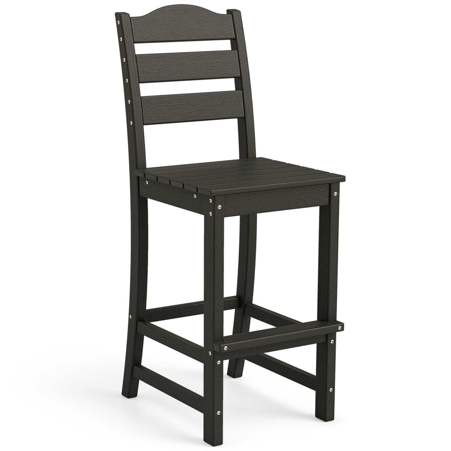 30 Inches HDPE Bar Stool With Backrest, Footrest, Black Patio Bar Furniture Black at Gallery Canada