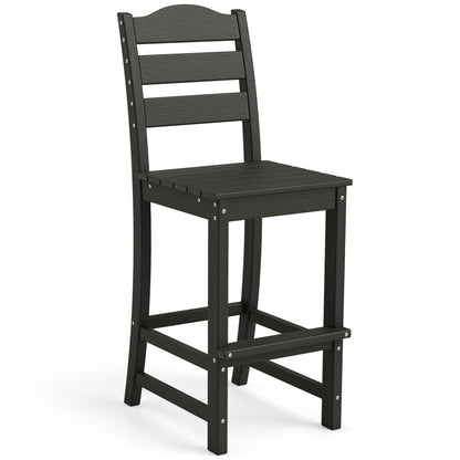 30 Inches HDPE Bar Stool With Backrest, Footrest, Black Patio Bar Furniture Black at Gallery Canada