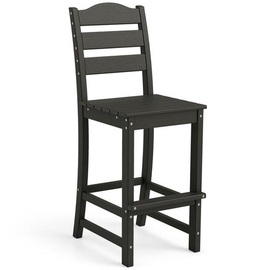 30 Inches HDPE Bar Stool With Backrest, Footrest, Black Patio Bar Furniture Black at Gallery Canada