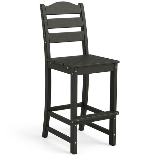30 Inches HDPE Bar Stool With Backrest, Footrest, Black