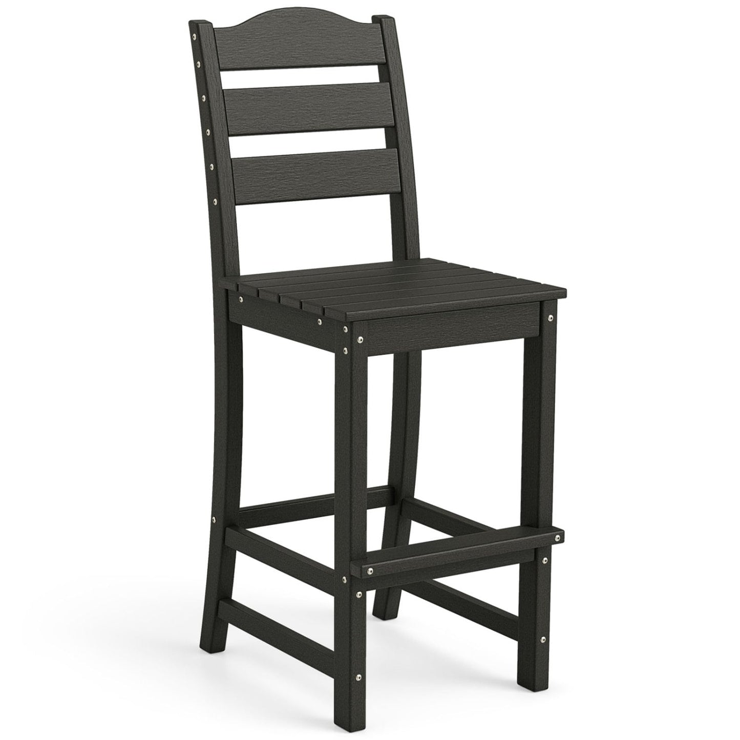 30 Inches HDPE Bar Stool With Backrest, Footrest, Black Patio Bar Furniture at Gallery Canada