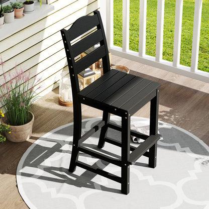 30 Inches HDPE Bar Stool With Backrest, Footrest, Black Patio Bar Furniture at Gallery Canada