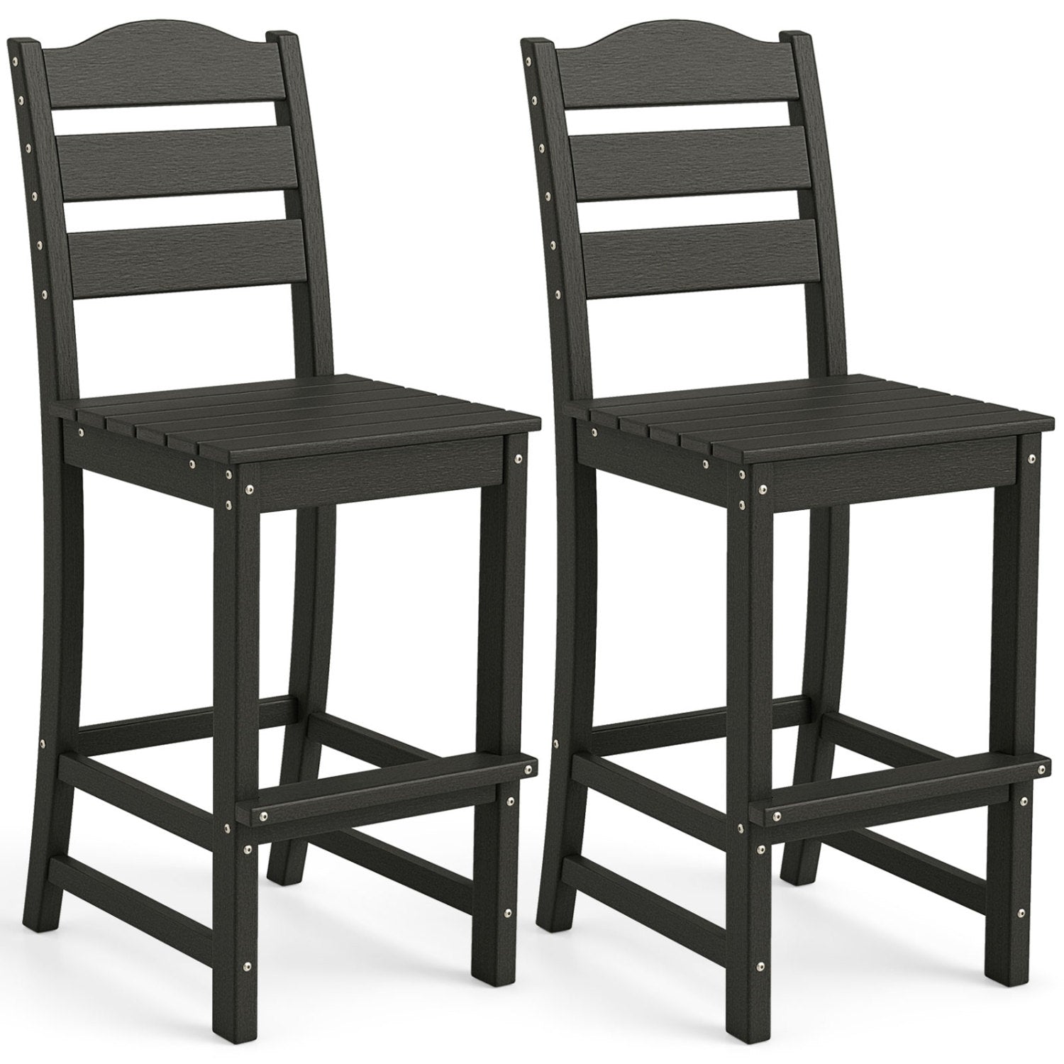 30 Inches HDPE Bar Stool With Backrest, Footrest, Black Patio Bar Furniture at Gallery Canada