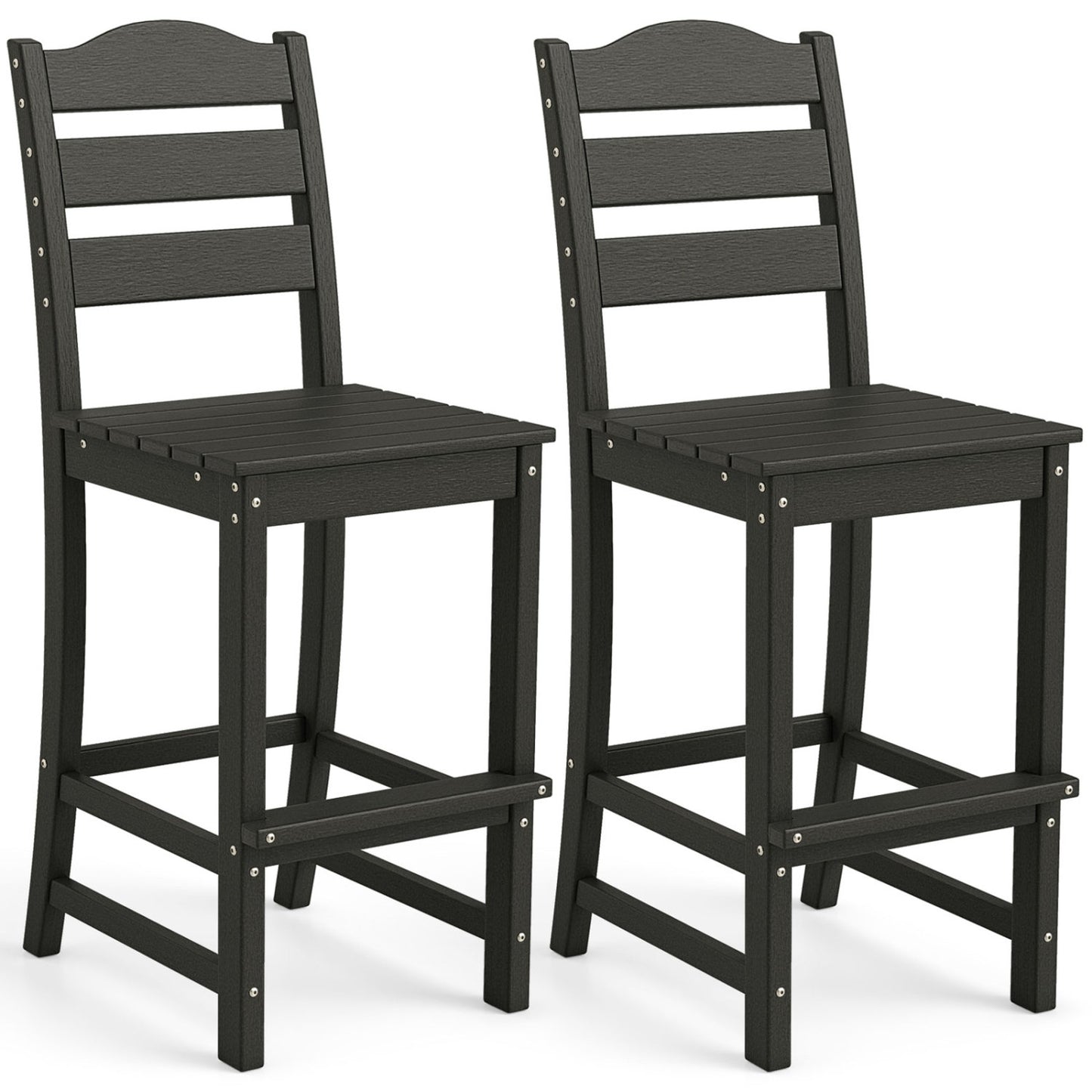 30 Inches HDPE Bar Stool With Backrest, Footrest, Black Patio Bar Furniture at Gallery Canada