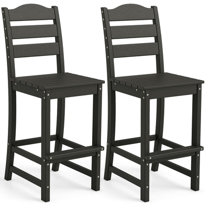 30 Inches HDPE Bar Stool With Backrest, Footrest, Black Patio Bar Furniture at Gallery Canada