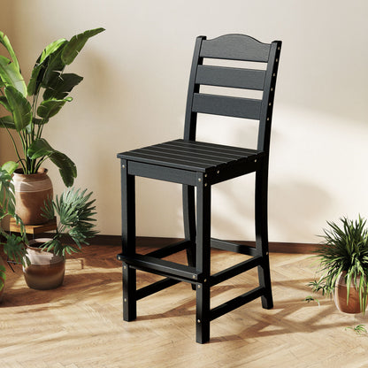 30 Inches HDPE Bar Stool With Backrest, Footrest, Black Patio Bar Furniture at Gallery Canada