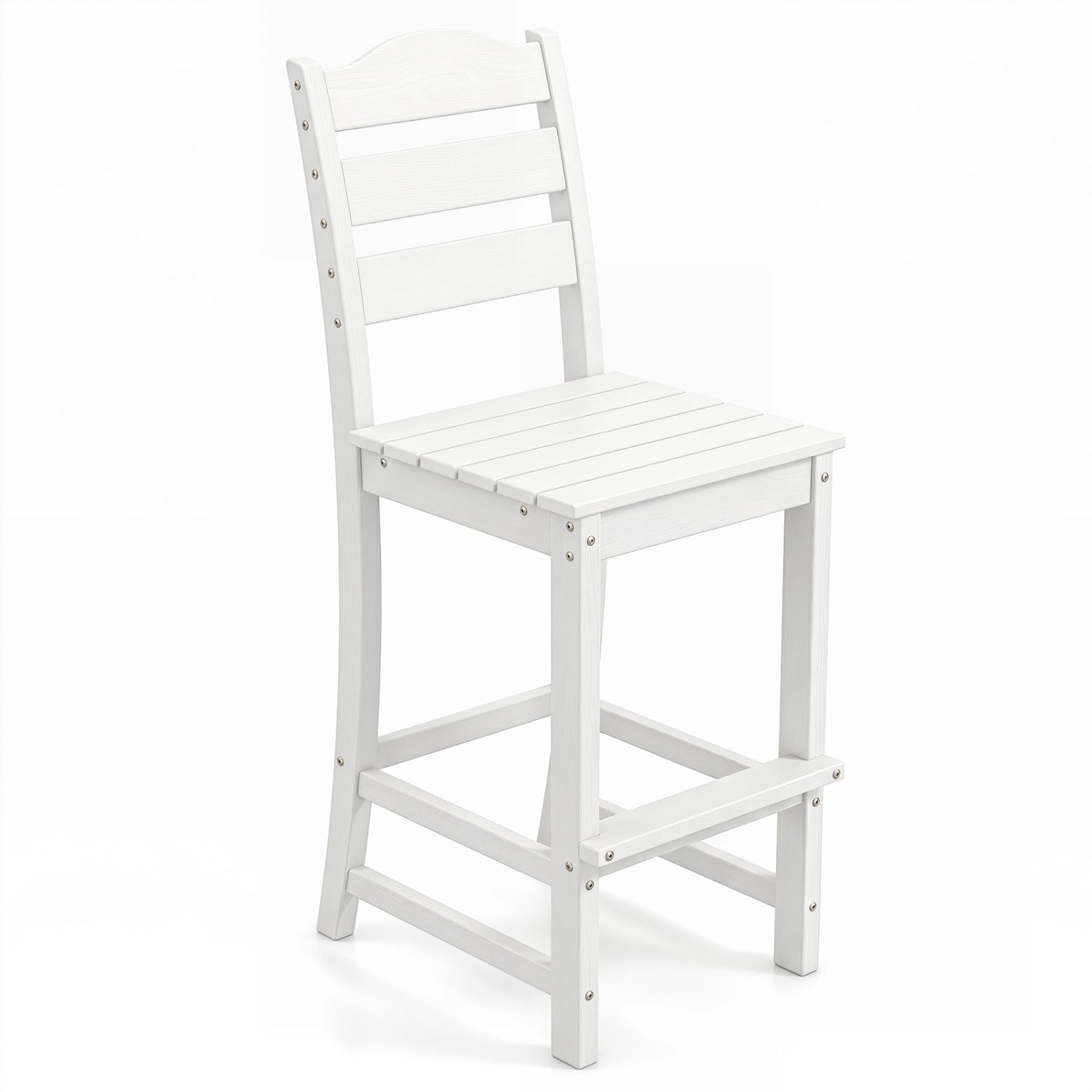 30 Inches HDPE Outdoor Counter Height Bar Stool with Back and Footrest, White Patio Bar Furniture White at Gallery Canada