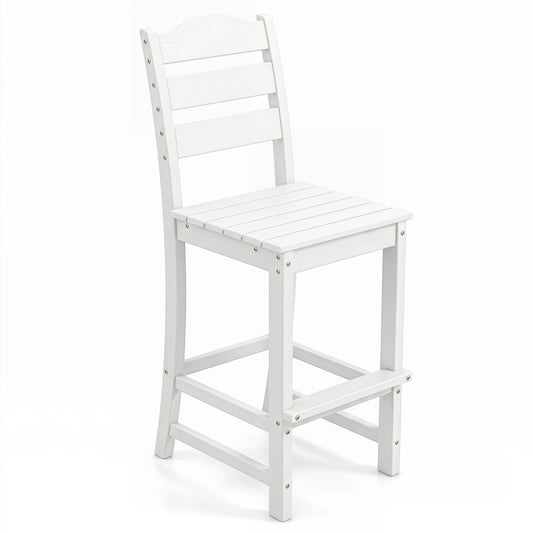 30 Inches HDPE Outdoor Counter Height Bar Stool with Back and Footrest, White Patio Bar Furniture White at Gallery Canada