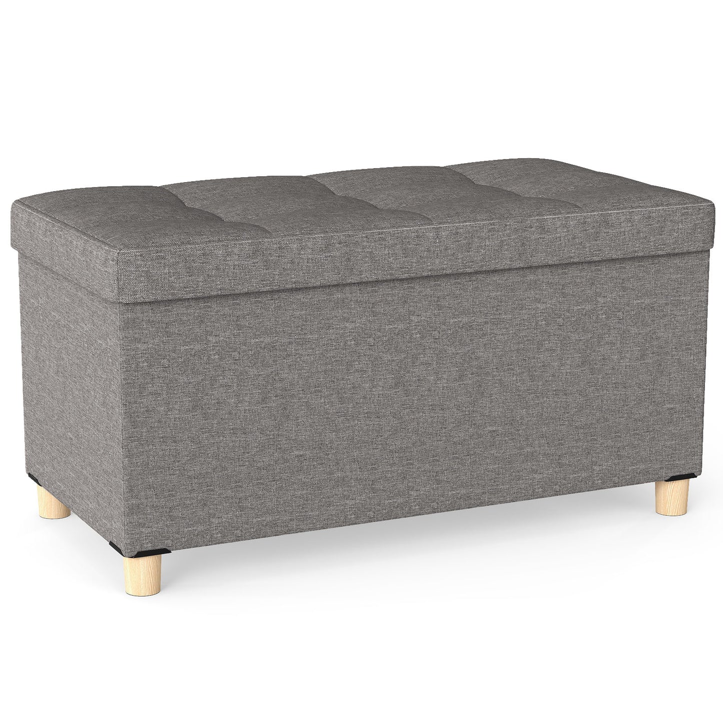 30 Inches Storage Ottoman Bench with Tray and Rubber Wood Legs, Gray Shoe Racks & Storage Benches at Gallery Canada