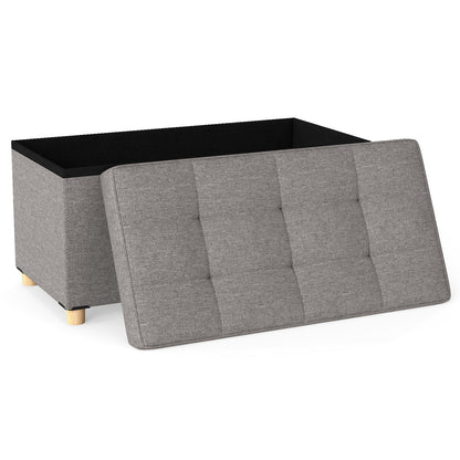 30 Inches Storage Ottoman Bench with Tray and Rubber Wood Legs, Gray Shoe Racks & Storage Benches at Gallery Canada