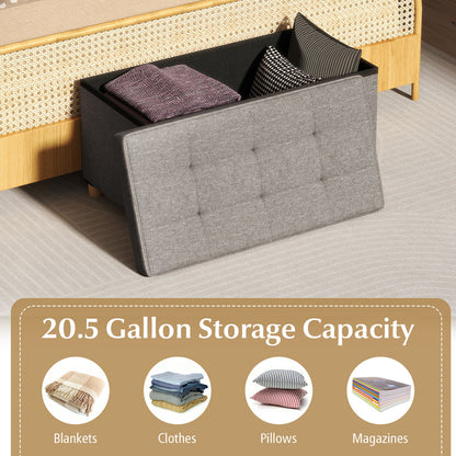 30 Inches Storage Ottoman Bench with Tray and Rubber Wood Legs, Gray Shoe Racks & Storage Benches at Gallery Canada