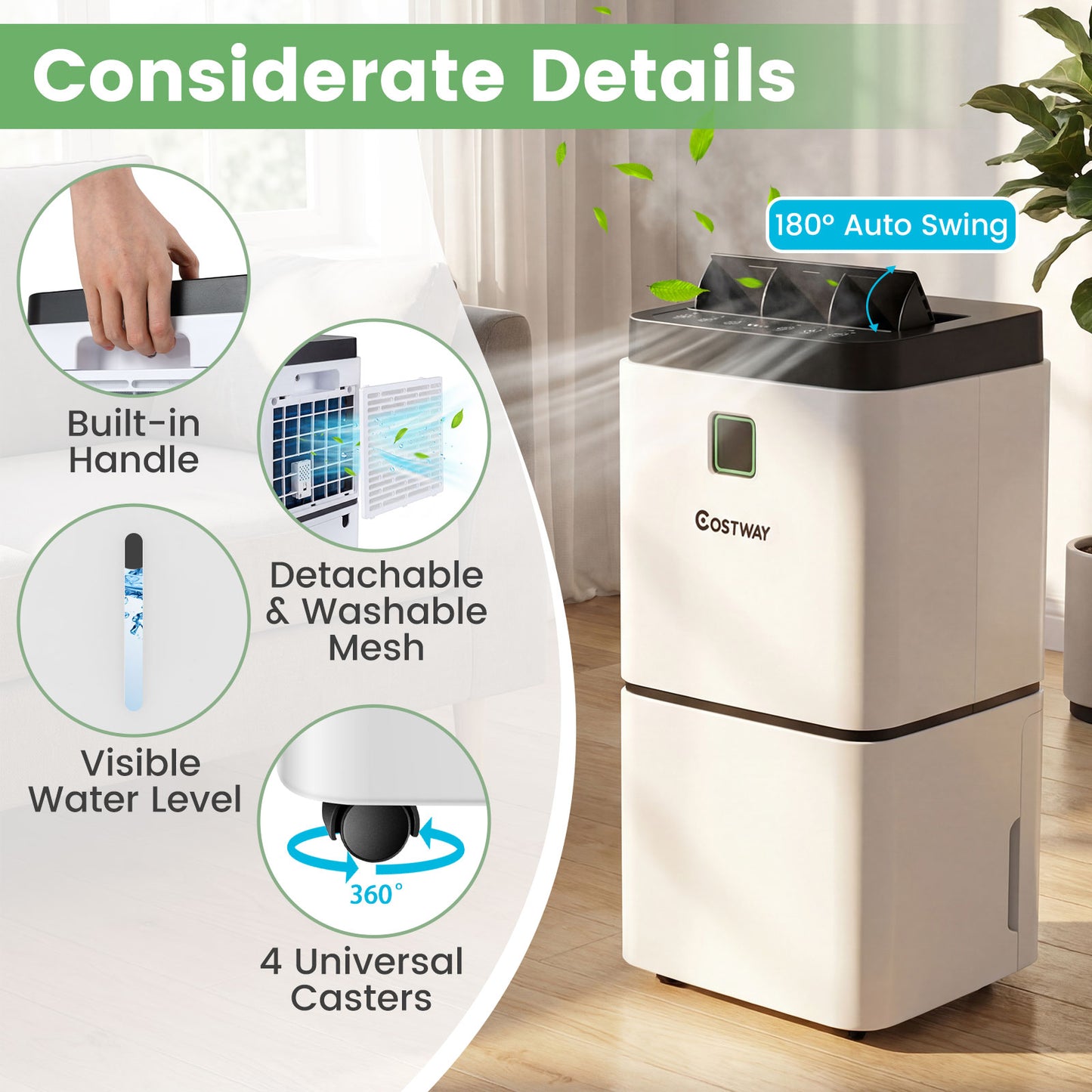 30 Pints Dehumidifier, 1500 Sq. Ft, Medium To Large Room, White Dehumidifiers at Gallery Canada