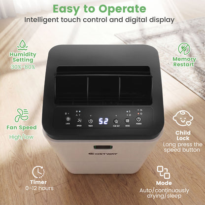 30 Pints Dehumidifier, 1500 Sq. Ft, Medium To Large Room, White Dehumidifiers at Gallery Canada