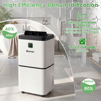 30 Pints Dehumidifier, 1500 Sq. Ft, Medium To Large Room, White Dehumidifiers at Gallery Canada