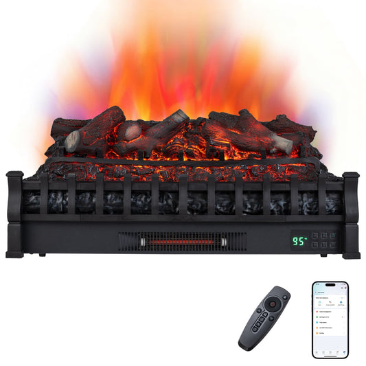 30" WiFi Fireplace Insert Lemonwood Set, Black
