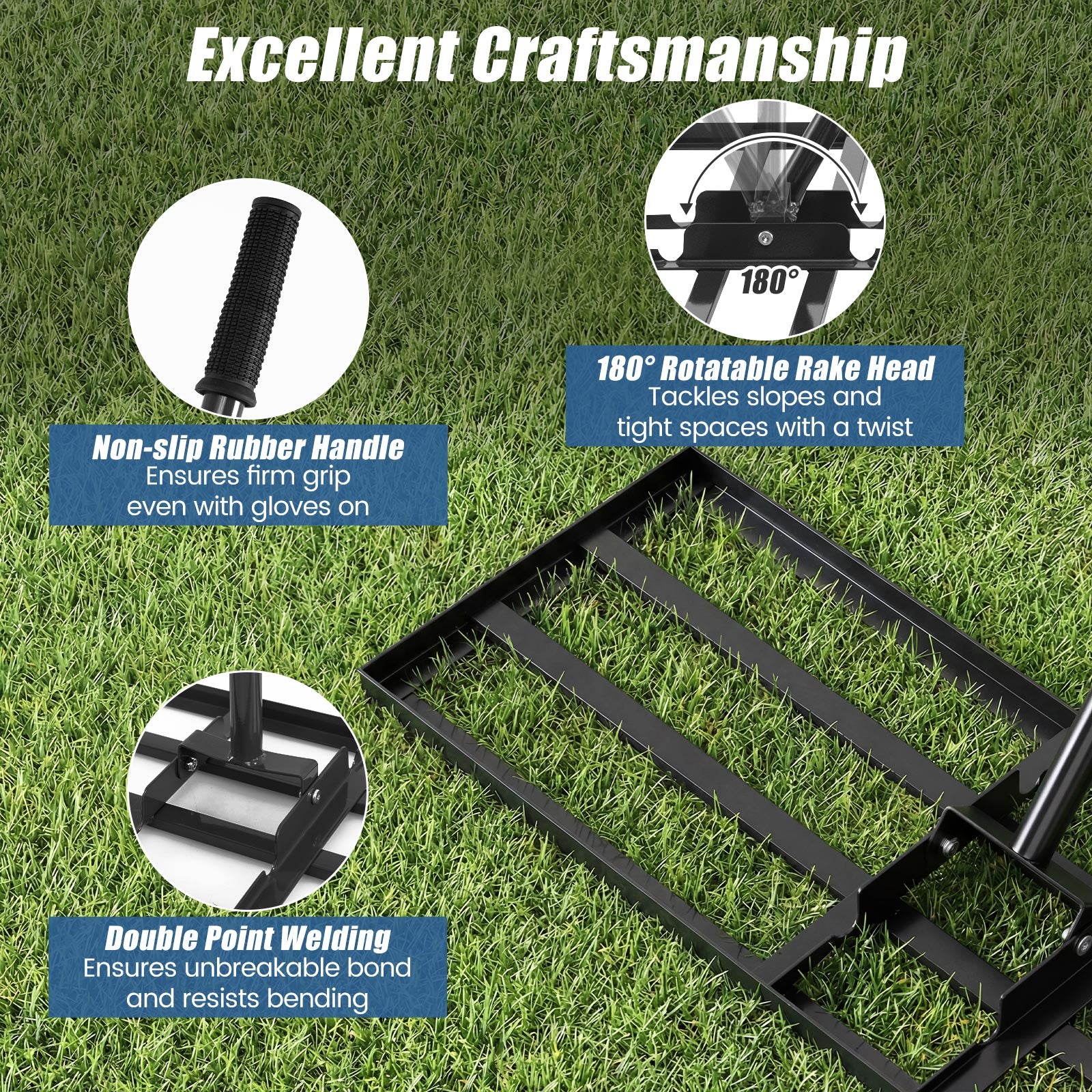 30 x 10 Inch Lawn Level Tool, 69 Inch Handle, Black Lawn Care Tools at Gallery Canada