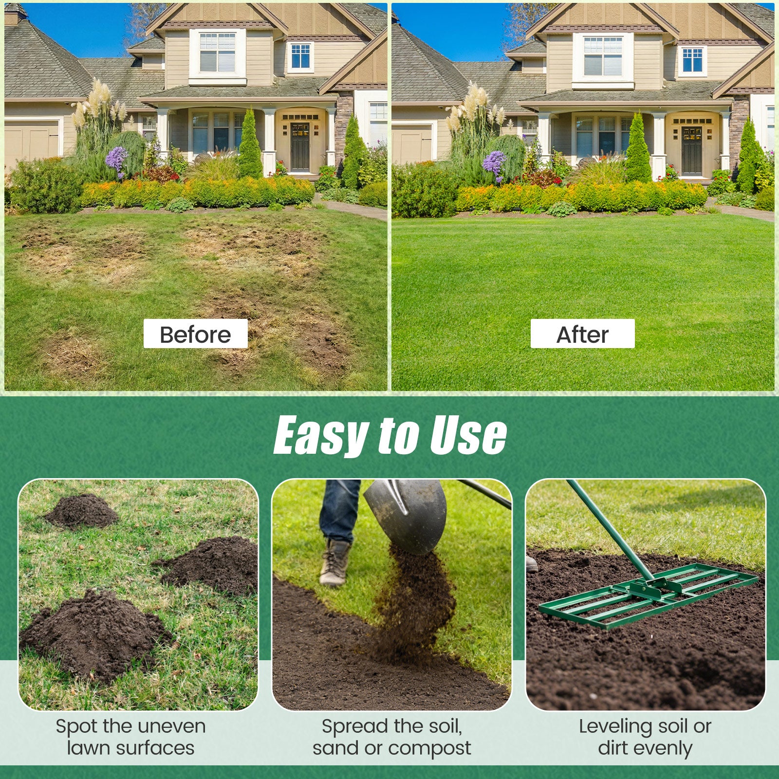30 x 10 Inch Heavy Duty Lawn Level Tool, Green Lawn Care Tools at Gallery Canada