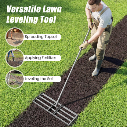 30 x 10 Inch Lawn Level Tool, 69 Inch Handle, Silver Lawn Care Tools at Gallery Canada