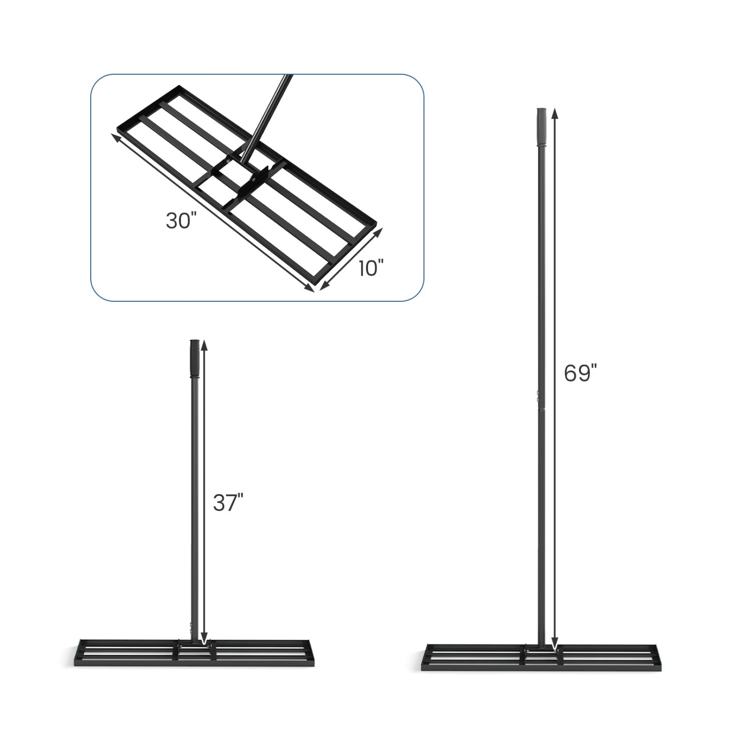 30 x 10 Inch Lawn Level Tool, 69 Inch Handle, Black Lawn Care Tools at Gallery Canada