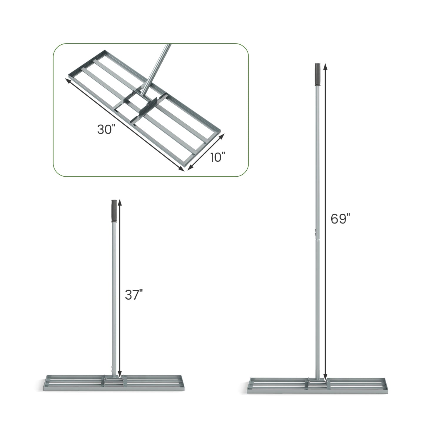 30 x 10 Inch Lawn Level Tool, 69 Inch Handle, Silver Lawn Care Tools at Gallery Canada