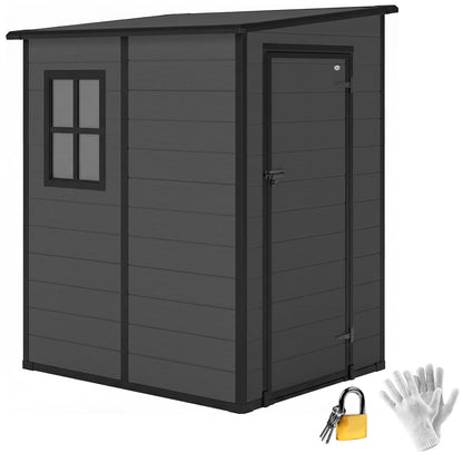 4'x5' Dark Grey Garden Storage Shed, Lockable Tool House, Dark Grey Sheds at Gallery Canada