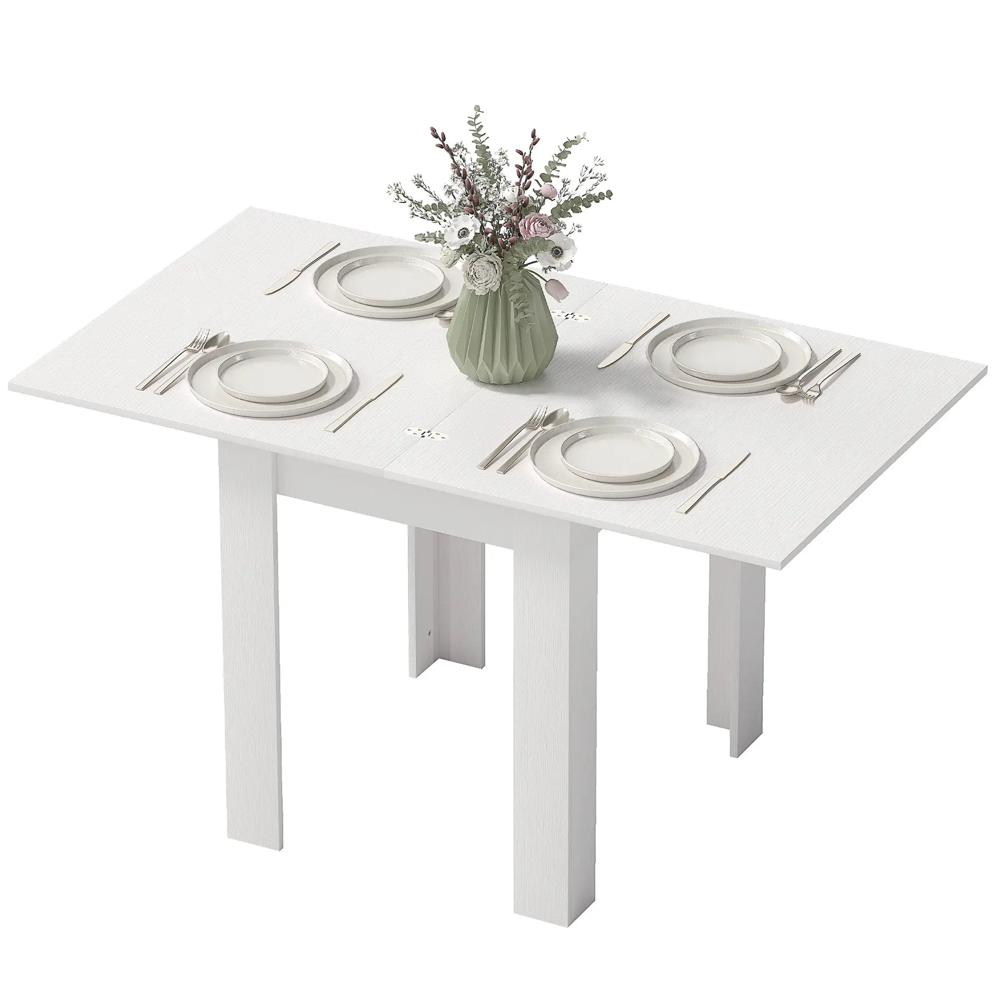 55" Extendable Dining Table for 4-6 Person, Kitchen Table, White Dining Tables White Wood Effect at Gallery Canada