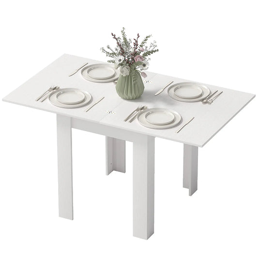 55" Extendable Dining Table for 4-6 Person, Kitchen Table, White Dining Tables White Wood Effect at Gallery Canada