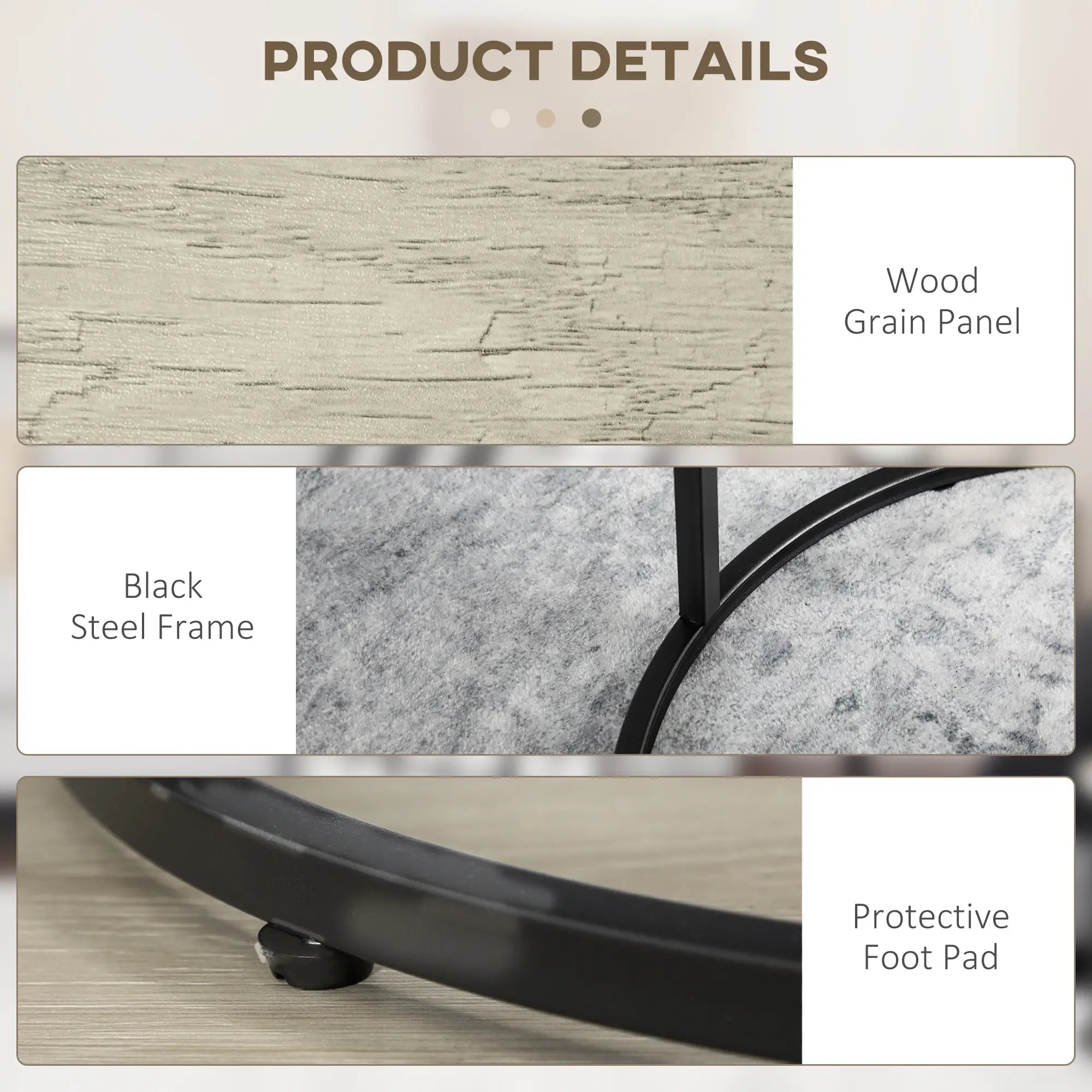 Round Nesting Tables Set of 3, Steel Frame, Living Room Side Tables at Gallery Canada