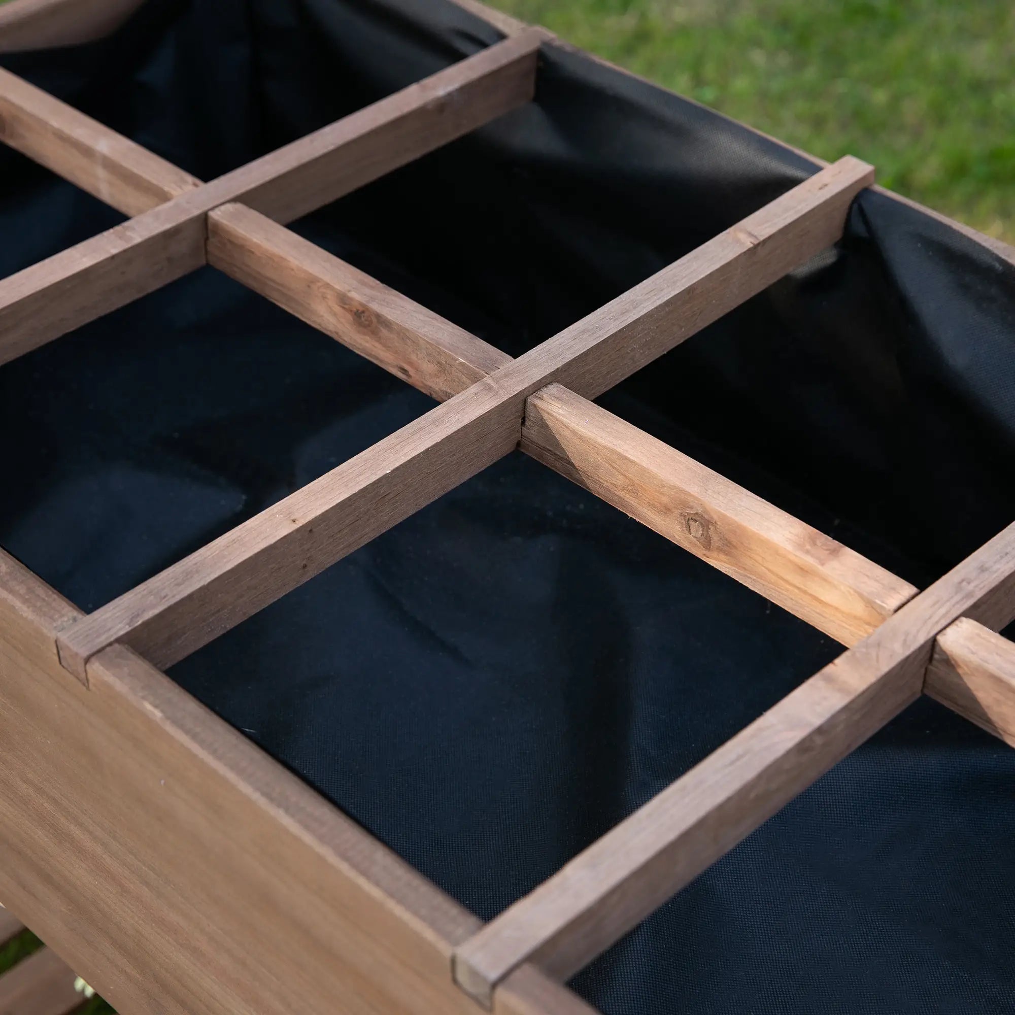 Raised Garden Bed, 8 Grids with Storage Shelf, Elevated Planter Box, Brown Elevated Garden Beds at Gallery Canada