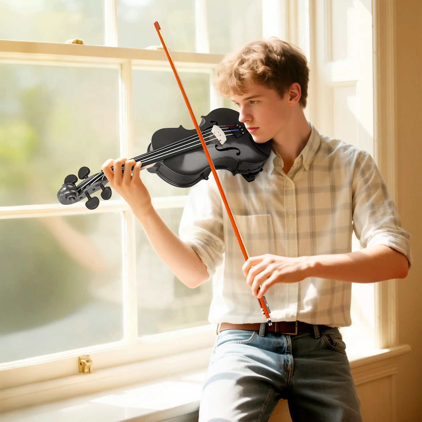 Full Size Violin, Wood Acoustic Set, Case, Rosin, Shoulder Rest, Black Electronic Musical Pianos at Gallery Canada