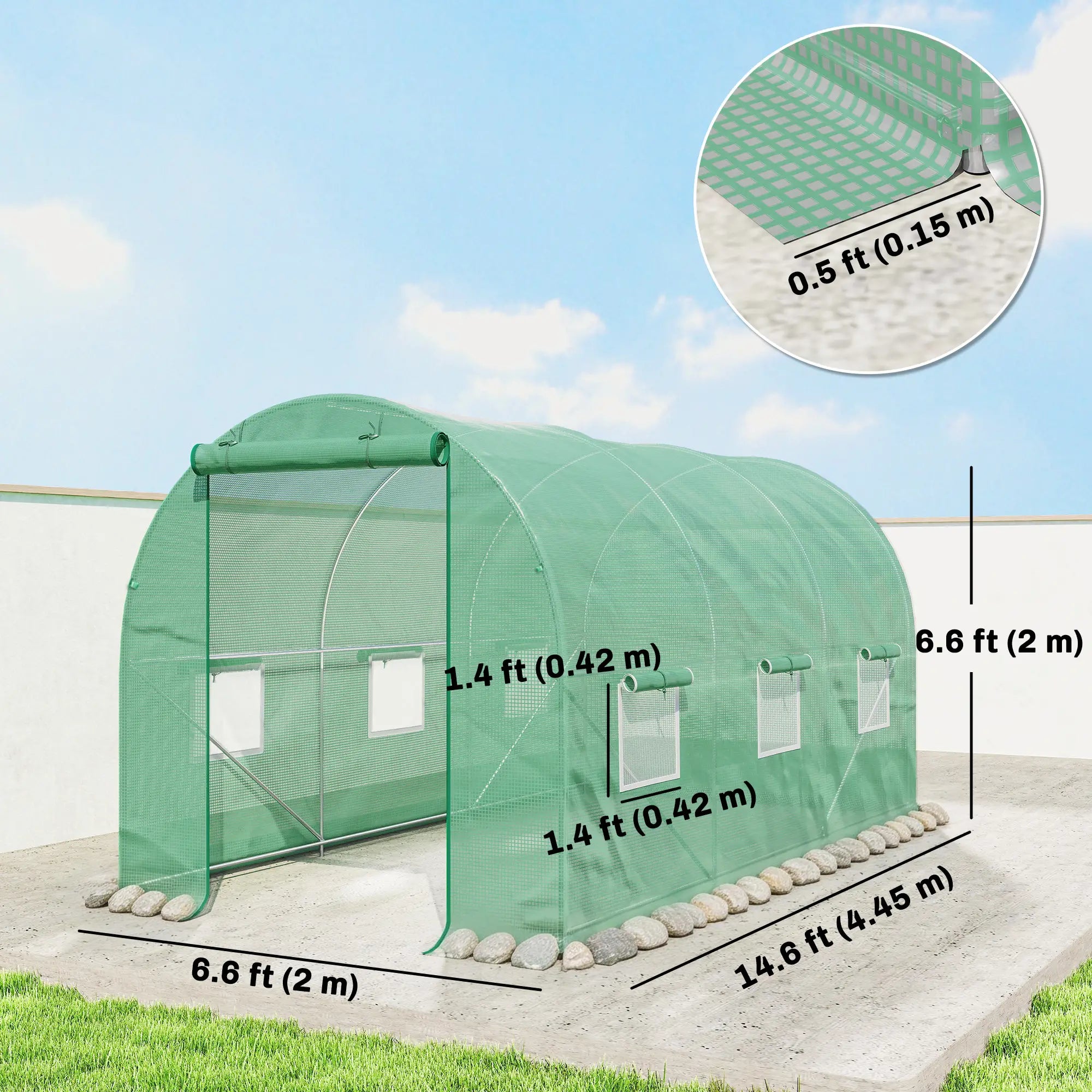 15' x 6.6' x 6.6' Walk-in Greenhouse, PE Cover, Roll Up Door, Windows Walk In Greenhouses at Gallery Canada
