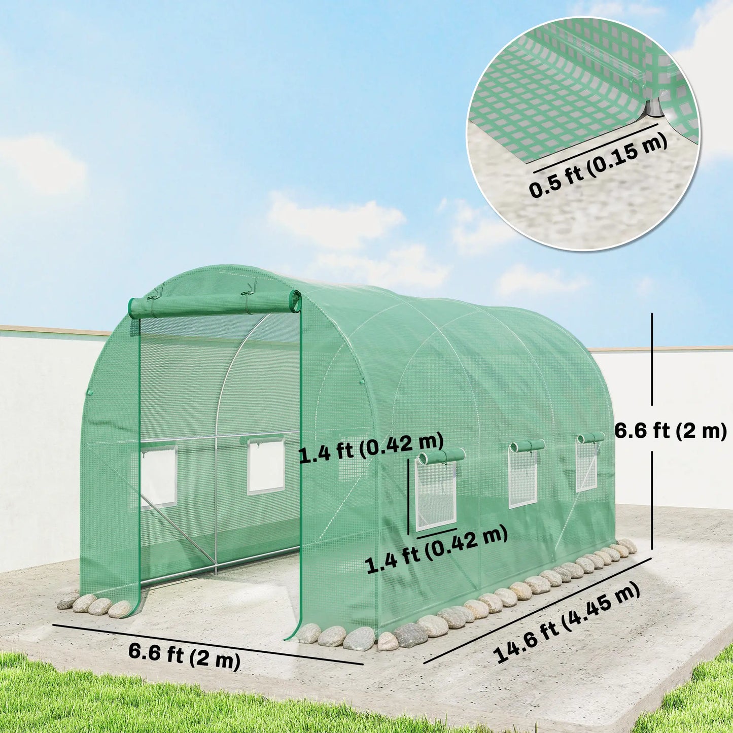 15' x 6.6' x 6.6' Walk-in Greenhouse, PE Cover, Roll Up Door, Windows Walk In Greenhouses at Gallery Canada