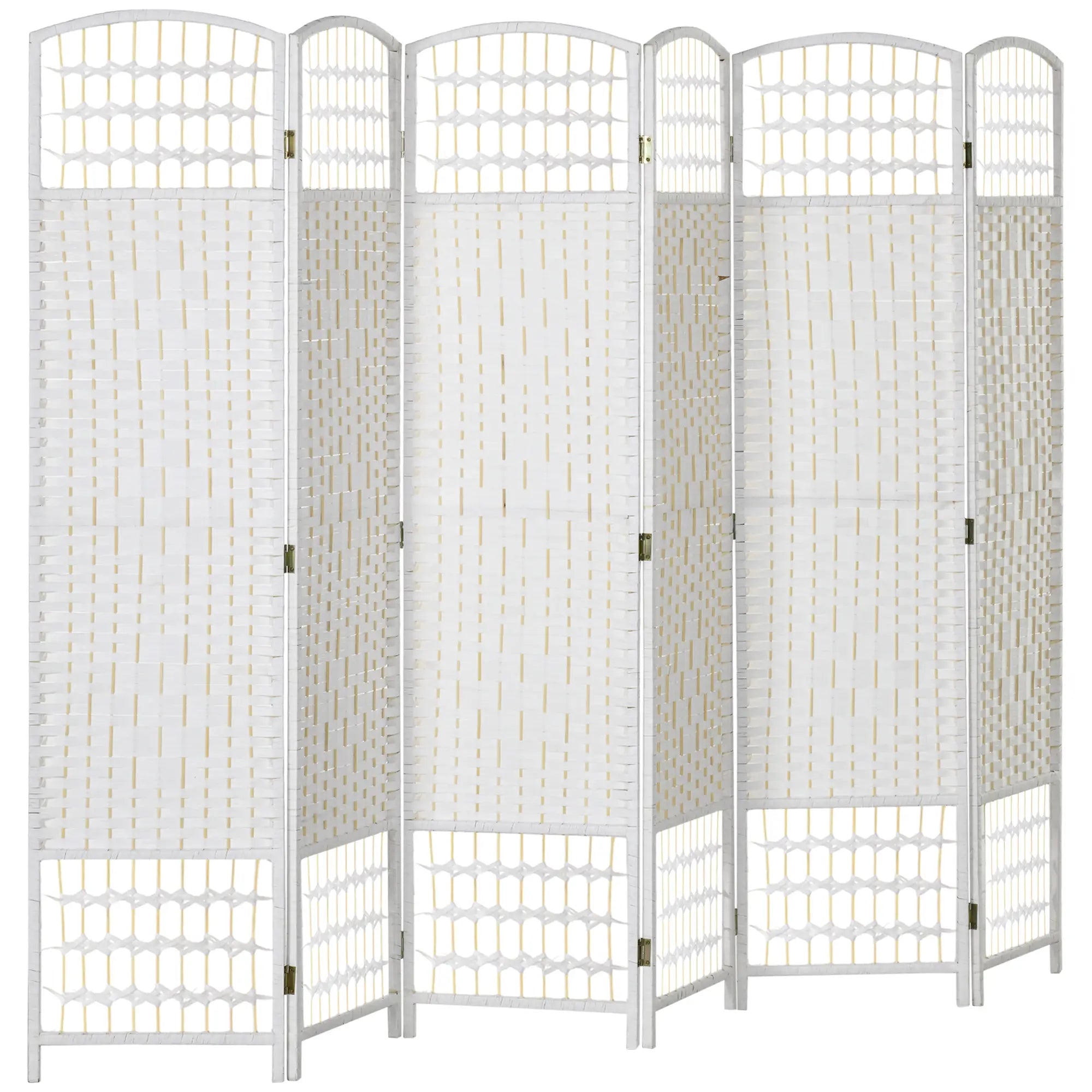 6 Panel Folding Room Divider, Portable Privacy Screen, White Room Dividers White at Gallery Canada