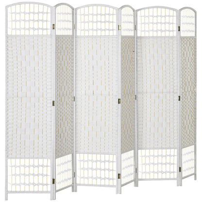 6 Panel Folding Room Divider, Portable Privacy Screen, White Room Dividers White at Gallery Canada