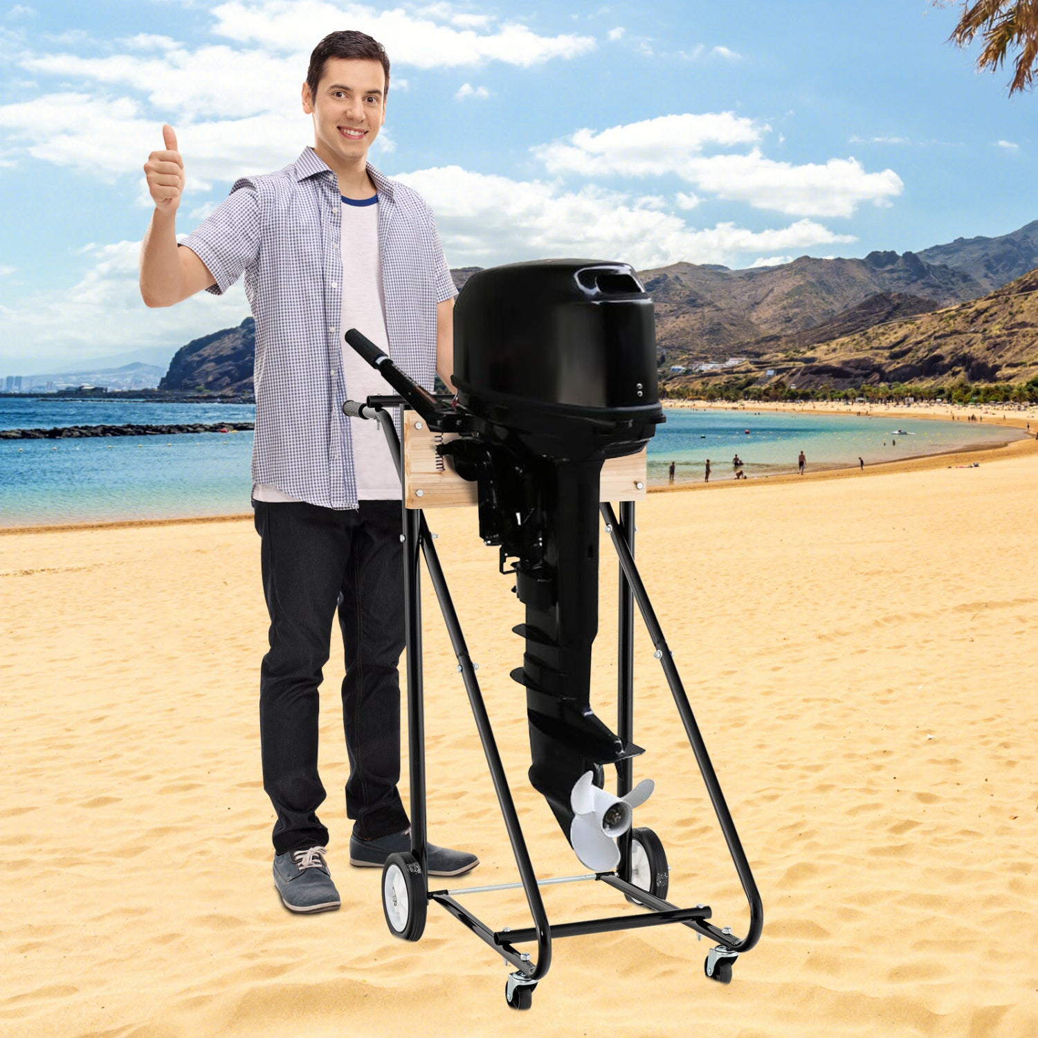 315 LBS Outboard Boat Motor Stand Carrier Cart Dolly Storage Pro Heavy Duty, Black Garden at Gallery Canada