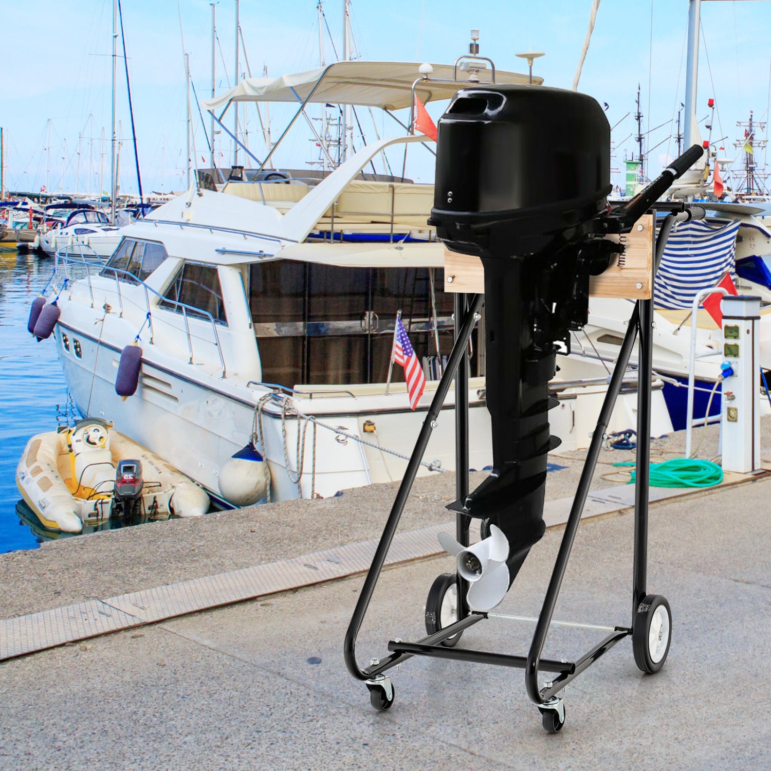 315 LBS Outboard Boat Motor Stand Carrier Cart Dolly Storage Pro Heavy Duty, Black Garden at Gallery Canada