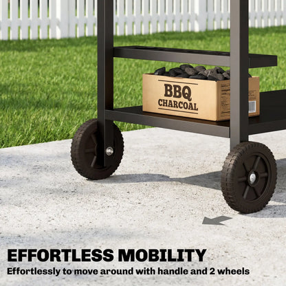 Outdoor Grill Cart, 2-Tier Pizza Oven Stand, Black And Brown Outdoor Grill Carts at Gallery Canada