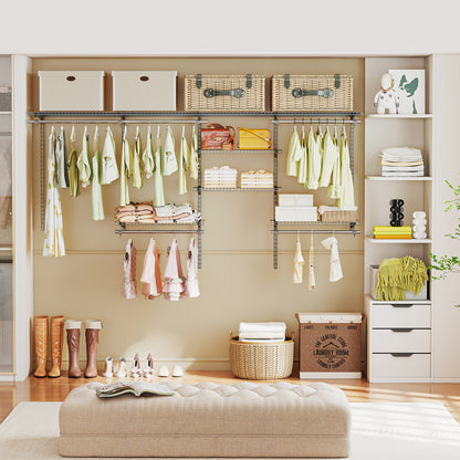 4-8 Feet Closet Organizers and Storage System with Hanging Rod for Laundry Bedroom-Grey, Gray Coat Racks & Hall Trees at Gallery Canada