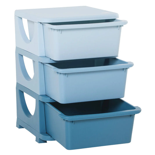 3 Tier Toy Organizer, 3 Plastic Drawers, Blue Baby & Kids Storage Blue at Gallery Canada