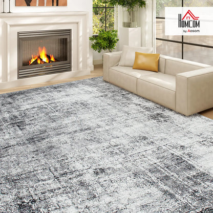 Modern Abstract Area Rug 9x12, Machine Washable, Non-Slip, Grey Living Room Furniture at Gallery Canada