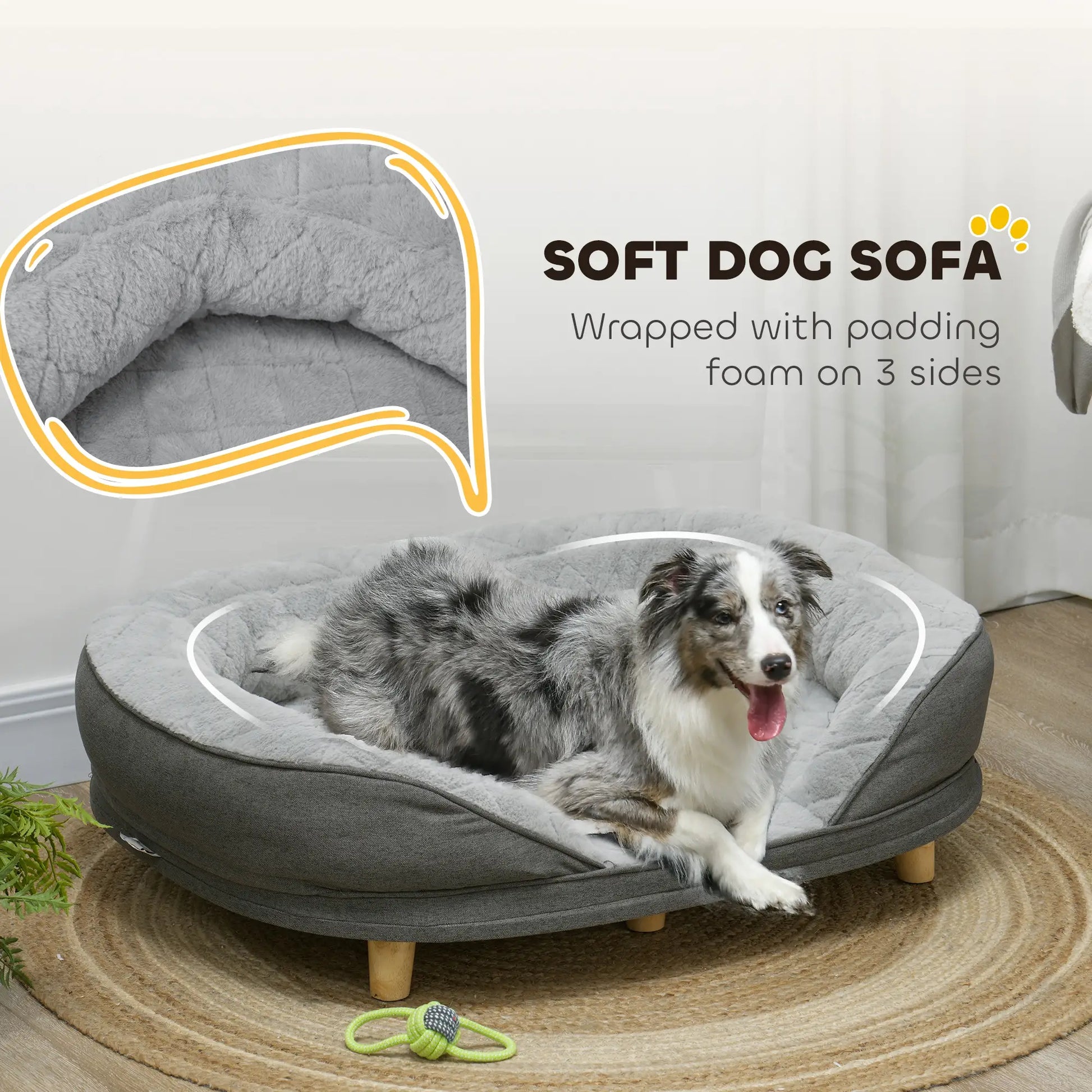 Pet Sofa Bed for Large Dogs, Removable Washable Cover, Anti-Slip Pads, Grey Dog Sofas at Gallery Canada