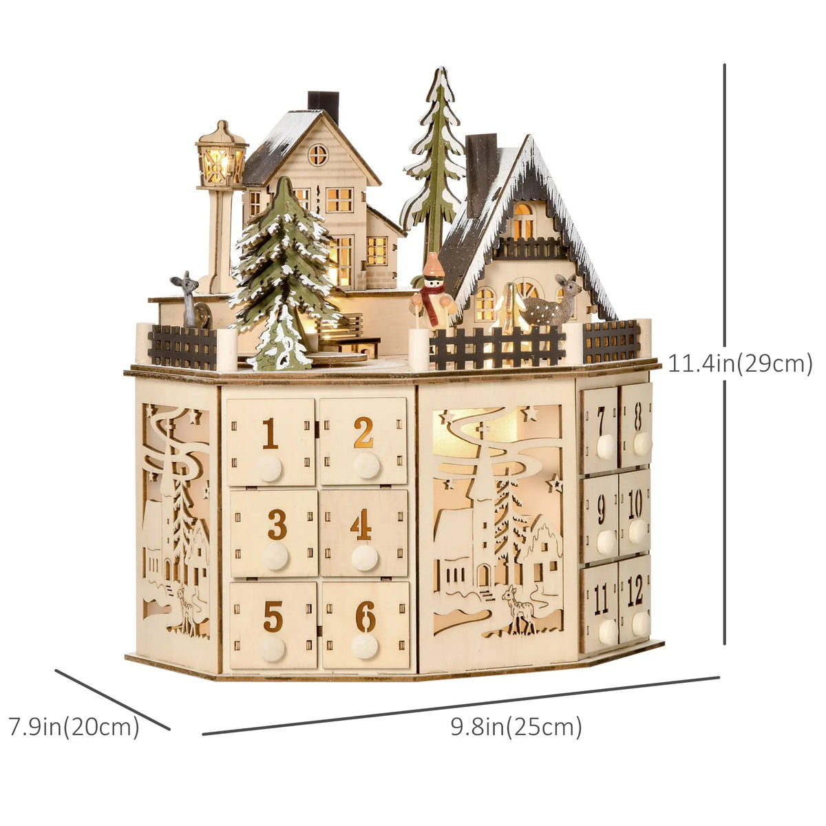 Wooden Christmas Advent Calendar, Lighted 24 Days, Battery Operated, Natural Christmas Advent Calendars at Gallery Canada