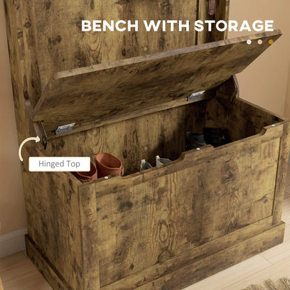 Hall Tree With Coat Rack, Shelf, Shoe Storage, Bench Seat, 4 Hooks, Rustic Brown Clothing Storage at Gallery Canada