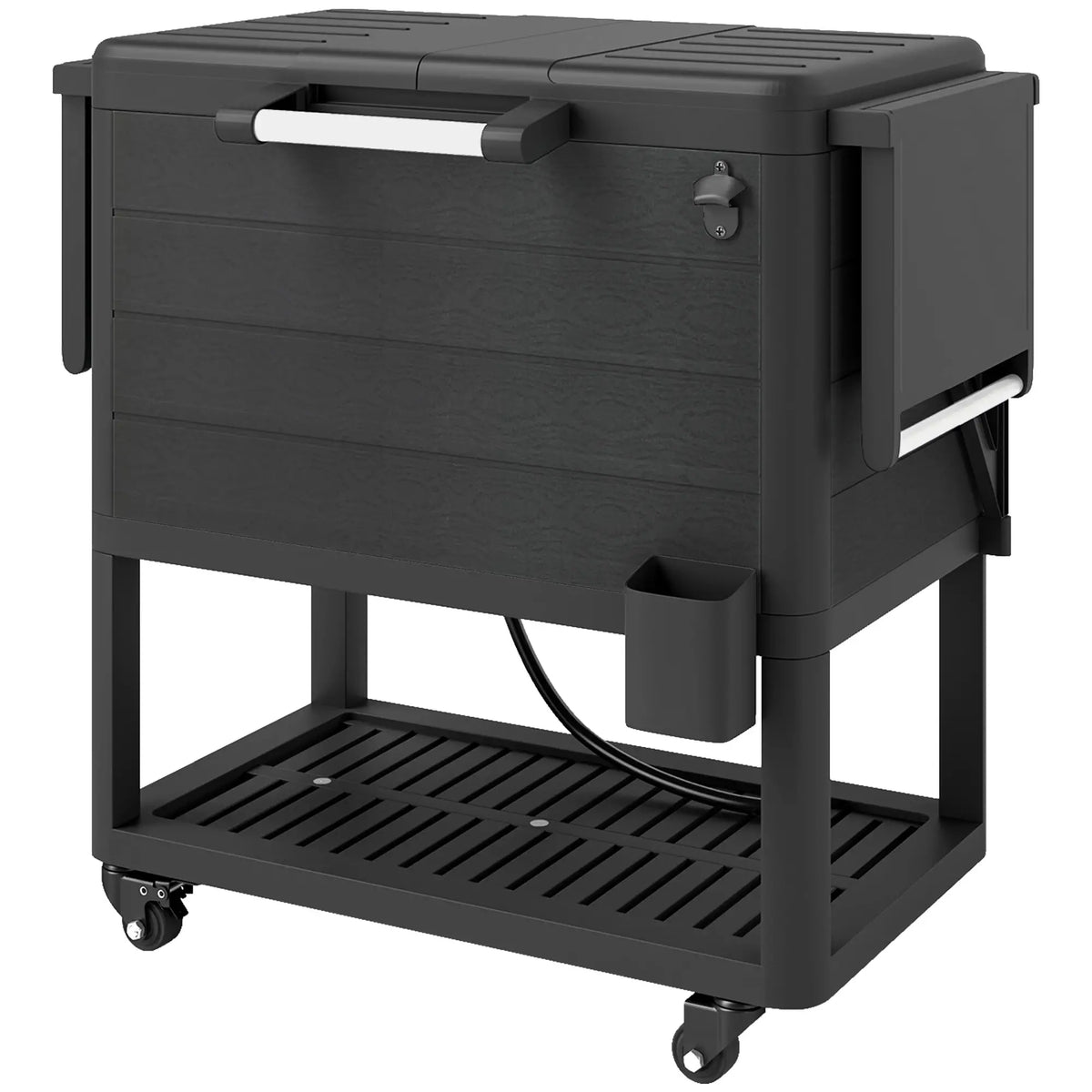 104 Quart Large Capacity Outdoor Cooler Cart, Patio Rolling Ice Chest, Black Cooler Boxes Black at Gallery Canada