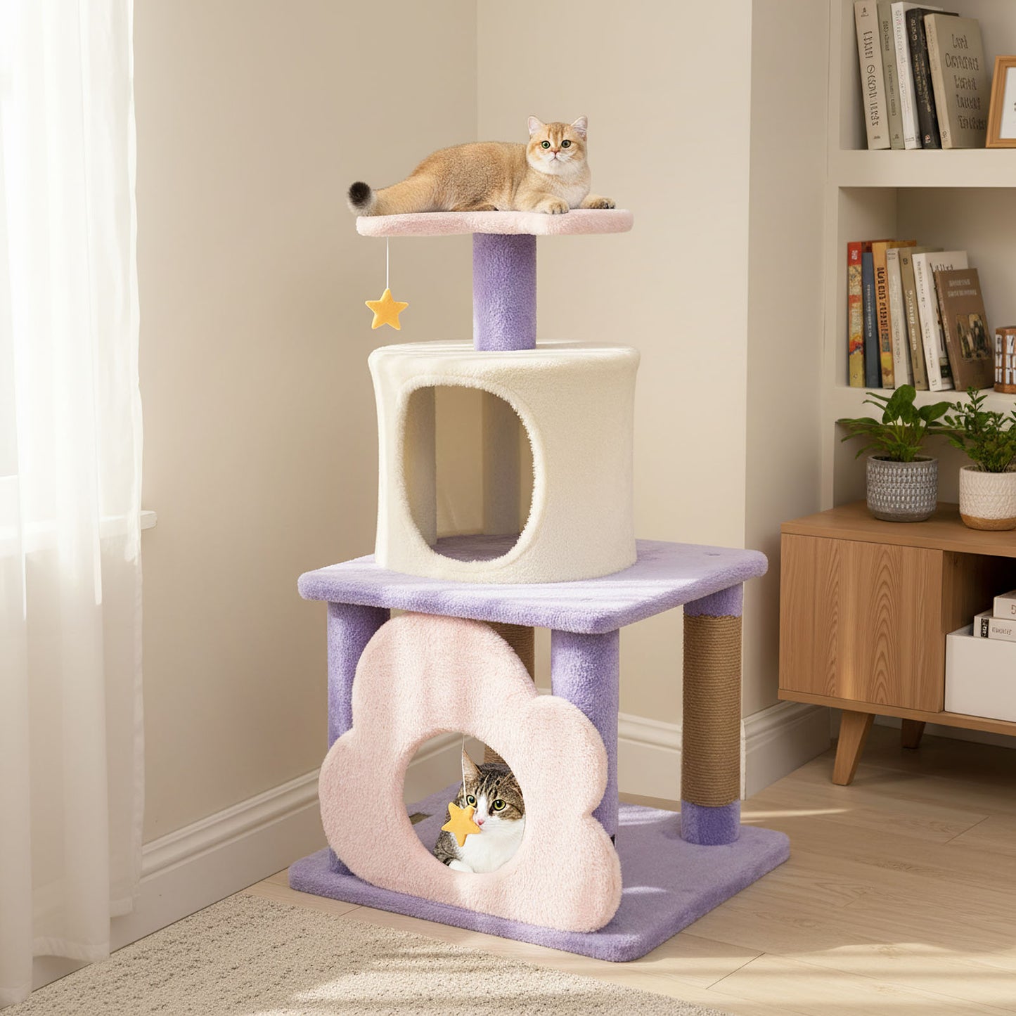 31.5" Cute Modern Cat Tree Multi-Level Kitten Tower, Purple Cat Trees Condos & Scratchers at Gallery Canada