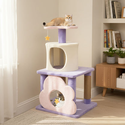 31.5" Cute Modern Cat Tree Multi-Level Kitten Tower, Purple Cat Trees Condos & Scratchers at Gallery Canada