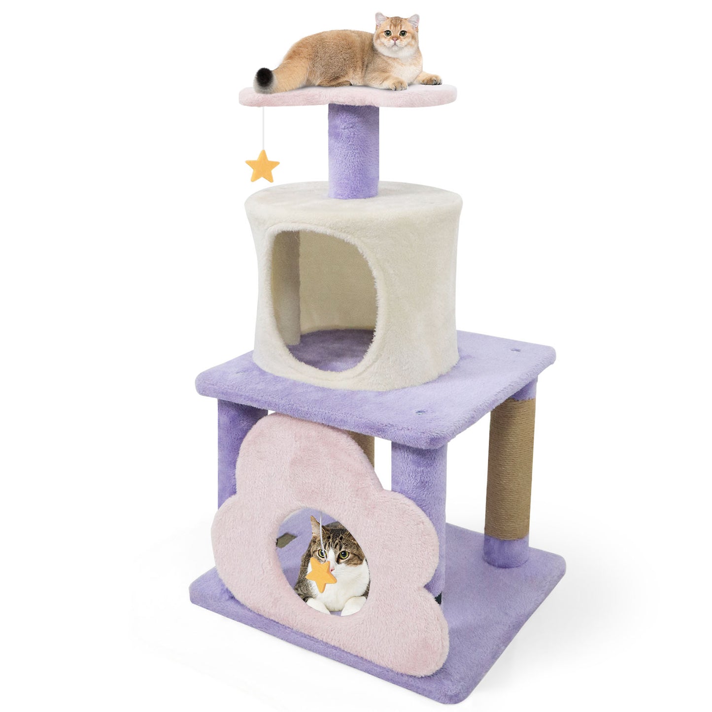 31.5" Cute Modern Cat Tree Multi-Level Kitten Tower, Purple Cat Trees Condos & Scratchers Purple at Gallery Canada