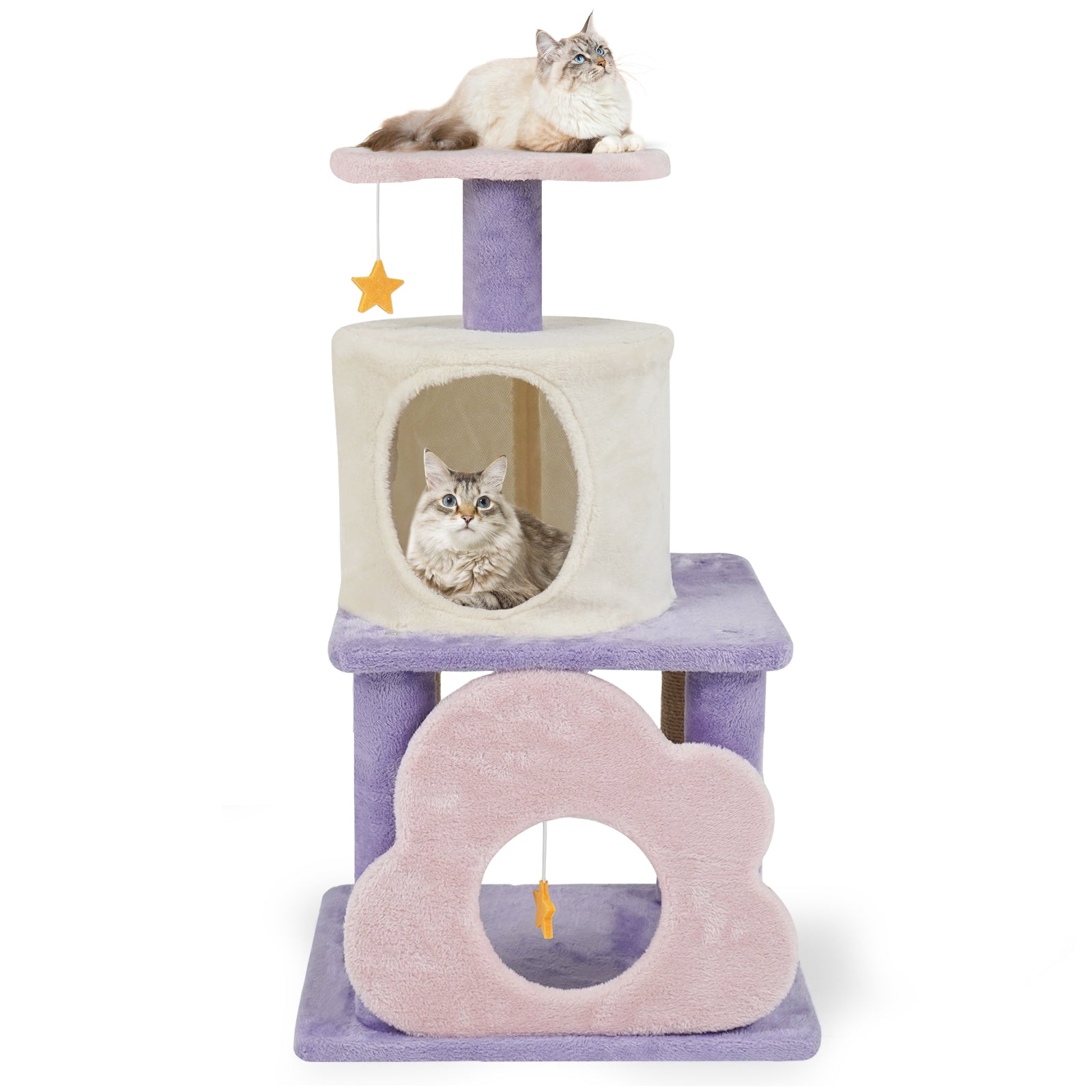 31.5" Cute Modern Cat Tree Multi-Level Kitten Tower, Purple Cat Trees Condos & Scratchers at Gallery Canada