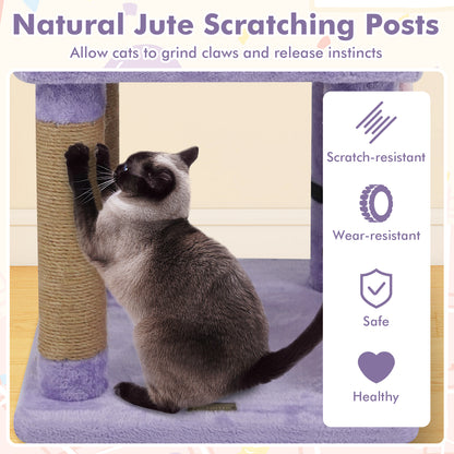 31.5" Cute Modern Cat Tree Multi-Level Kitten Tower, Purple Cat Trees Condos & Scratchers at Gallery Canada